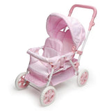 Badger Basket Folding Double Front-to-Back Doll Stroller – Pink/Gingham