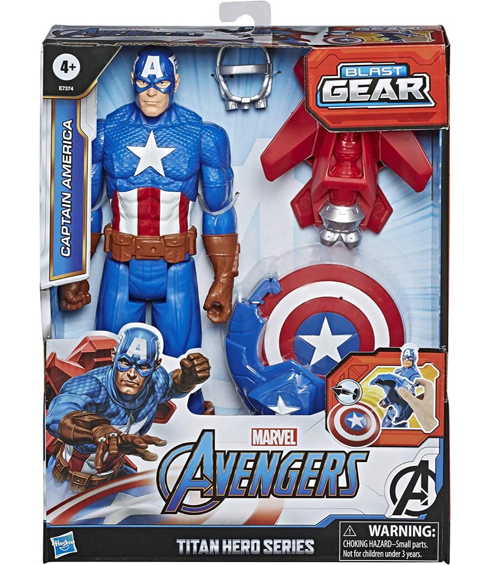 Hasbro Avengers Marvel Titan Hero Series Blast Gear Captain America, 12-Inch Toy