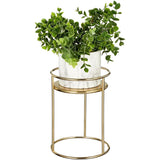 mDesign Metal 9-Inch Tall Circular Plant Stand, Soft Brass