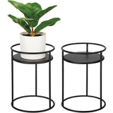 mDesign Metal 9-Inch Tall Circular Plant Stand, 2 Pack - Matte Black