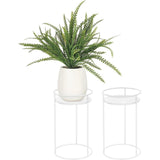 mDesign Metal 12-Inch Tall Circular Plant Stand, 2 Pack - Matte White