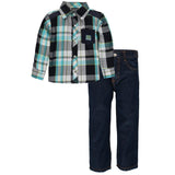 Quad Seven Little Boys 2T-4T Woven Plaid Pant Set