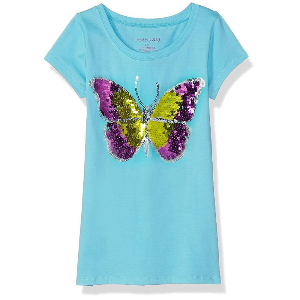 Colette Lilly Girls 4-6x Butterfly Sequin Top