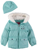 London Fog Girls 4-6X Butterfly Bubble Jacket with Hat