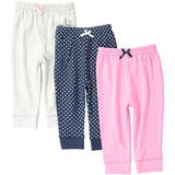 Luvable Friends Baby Girls 0-24 Months 3-Pack Knit Pant
