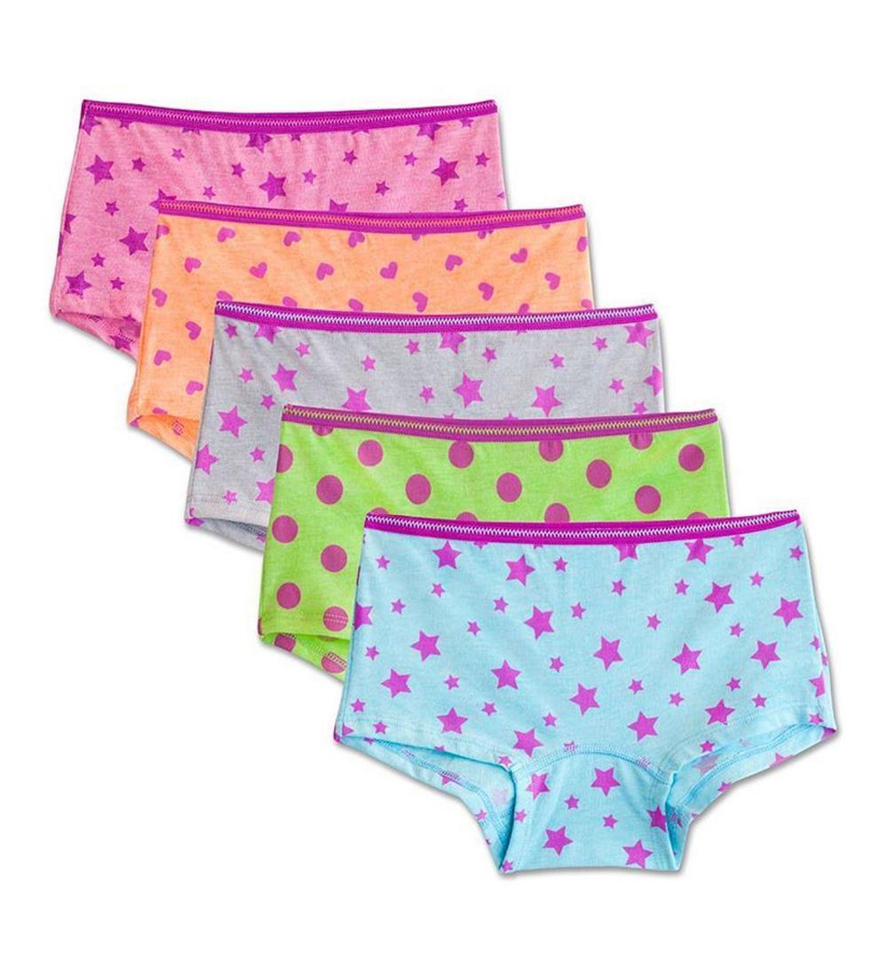Fruit of the Loom Girls 5 Pack Boy Shorts