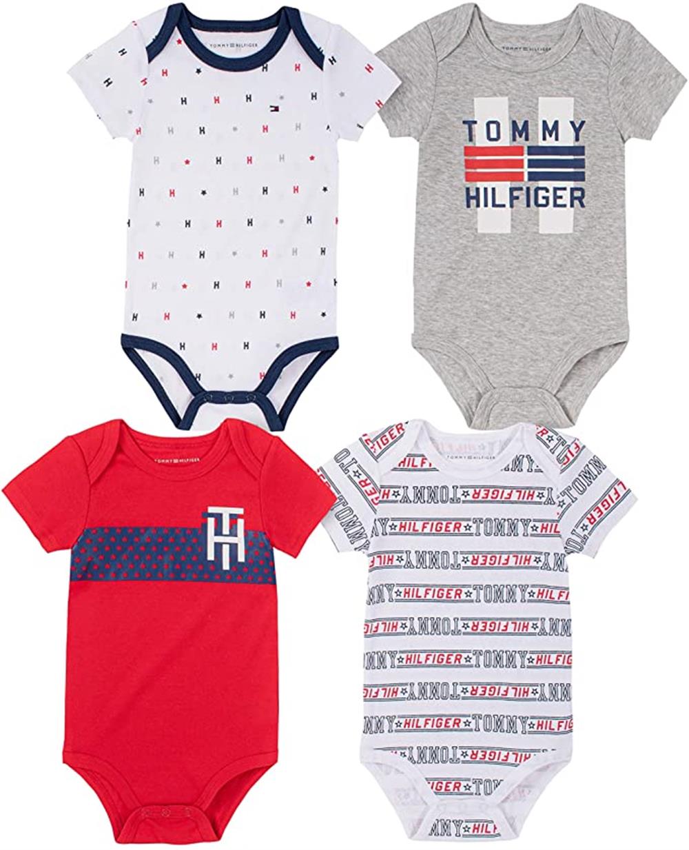 Tommy Hilfiger Boys 4 Piece Short Sleeve Bodysuits