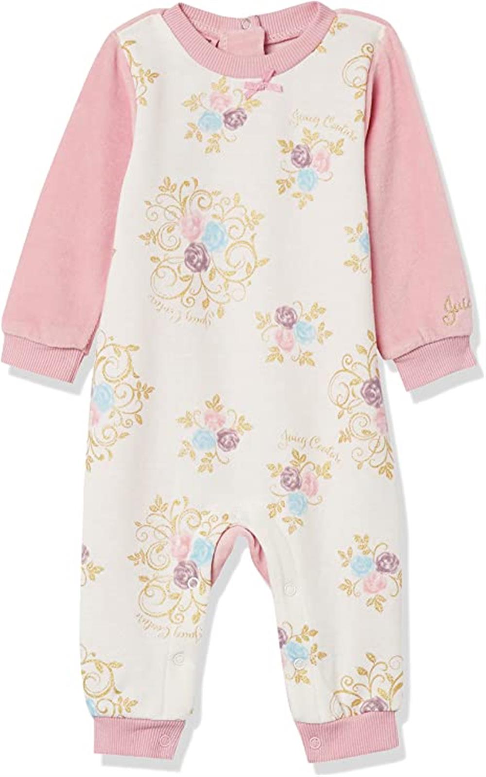 Juicy Couture Girls Floral Scroll Velour Coverall