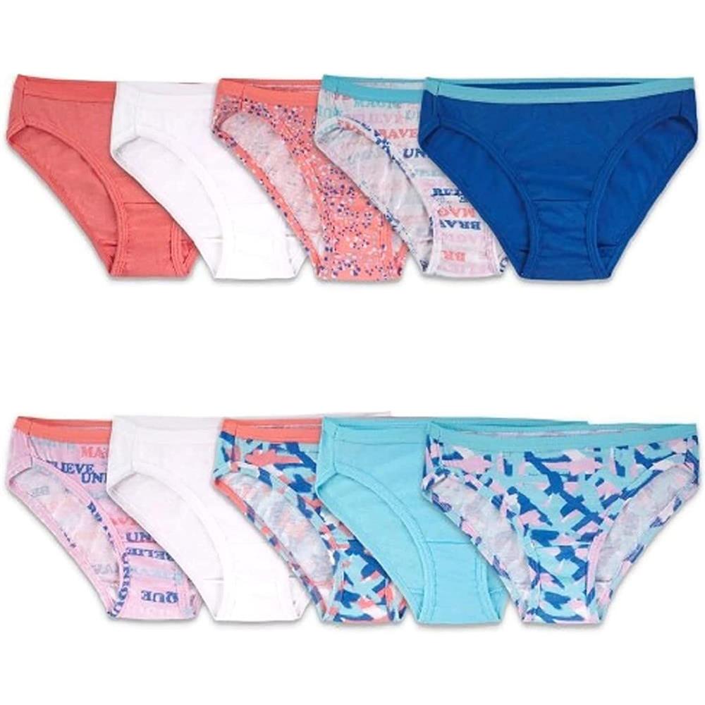 Girls' Cotton Panties - Assorted Print, 5 Pack, Size 4-14