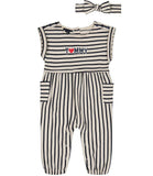 Tommy Hilfiger Girls 0-9 Months Stripe Coverall with Headband