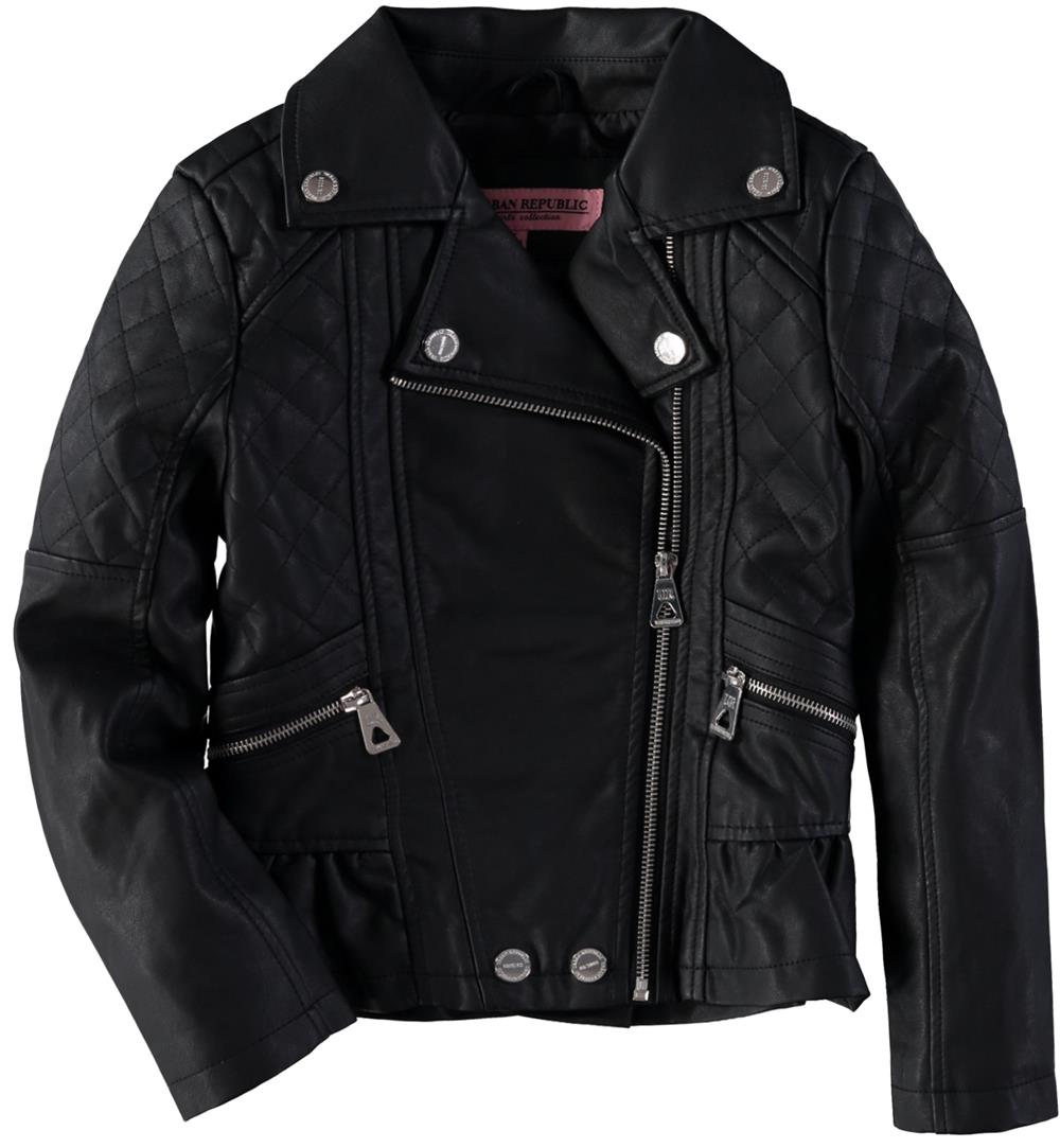 Urban Republic Girls 4-6x Peplum Faux Leather Moto Jacket