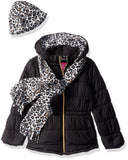 Pink Platinum Girls 4-6X Leopard Quilted Jacket with Scarf