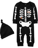 Carters Boys 0-24 Months Skeleton Coverall Hat Set