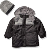 iXtreme Textured Color Block Puffer Jacket with Beanie