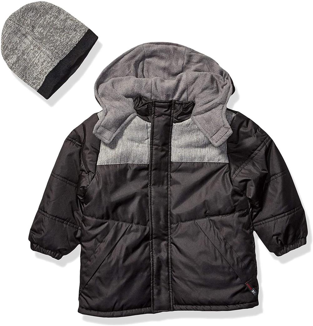 iXtreme Boys 8-20 Textured Color Block Puffer Jacket with Beanie