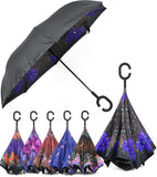 Rain Pro Reverse Folding Inverted Umbrella Windproof UV Protection with C-Shaped Handle