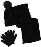 Connex Gear Womens Hat, Glove and Cable Scarf 3-Piece Set
