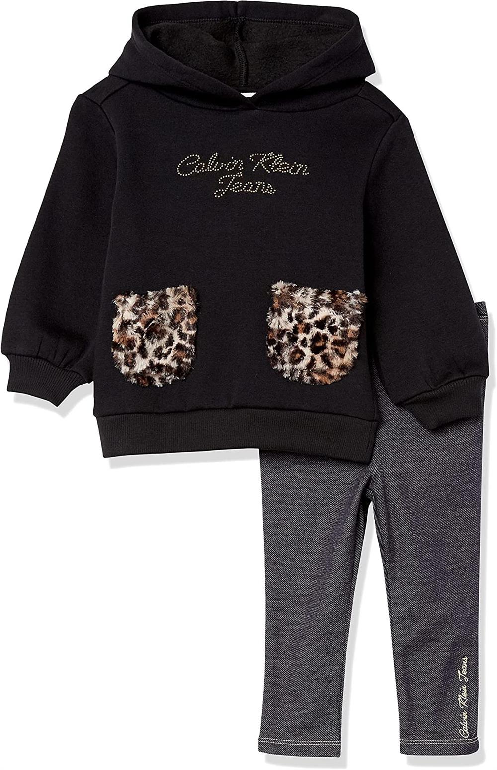 Calvin Klein Girls 4-6X Leopard Hoodie Jegging Set
