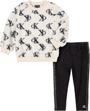 Calvin Klein Girls Faux Fur Logo Sweatshirt Legging Set
