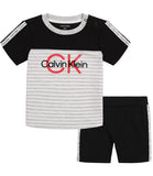 Calvin Klein Boys 0-9 Months Stripe Short Set