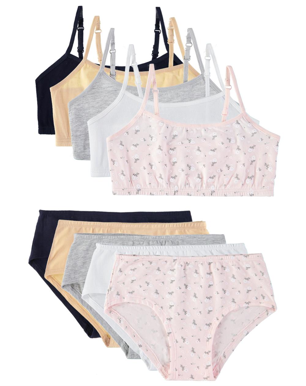 Cyndeelee Girls 7-14 Cotton 10-Pack Matching Bra & Panty Set – S&D Kids