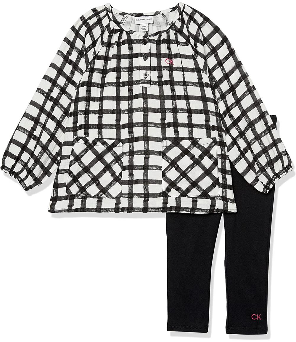 Calvin Klein Girls 2T-4T Check Woven Legging Set – S&D Kids