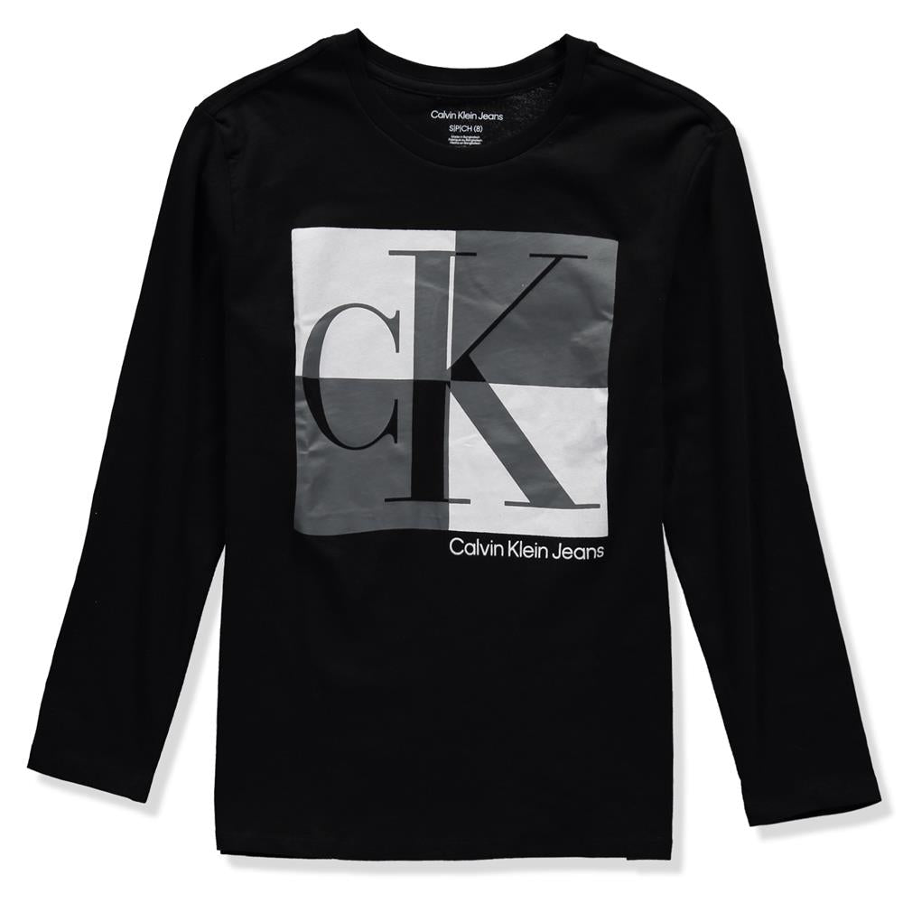 Calvin Klein Boys 8-20 Long Sleeve Box Logo T-Shirt