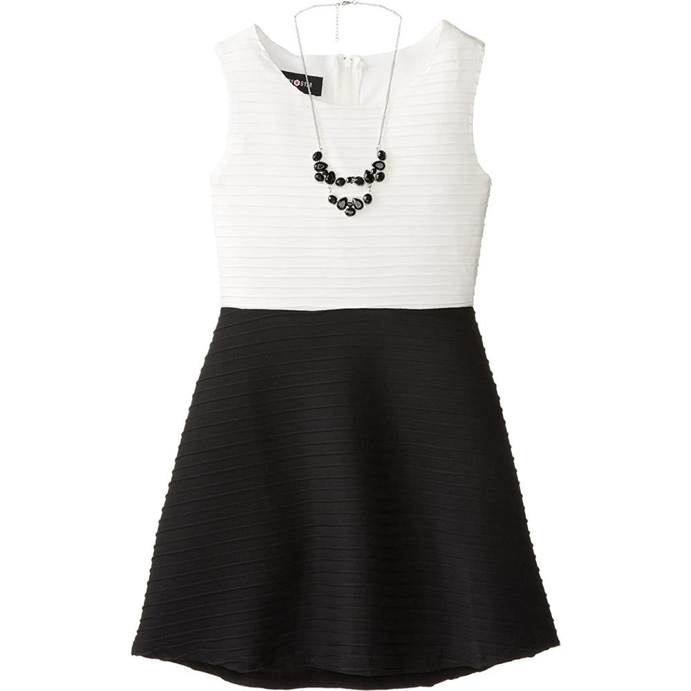 Amy Byer Girls 7-16 Textured Knit Dress with Necklace S&D Kids Amy Byer Girls 7-16 Textured Knit Dress with Necklace S&D Kids
