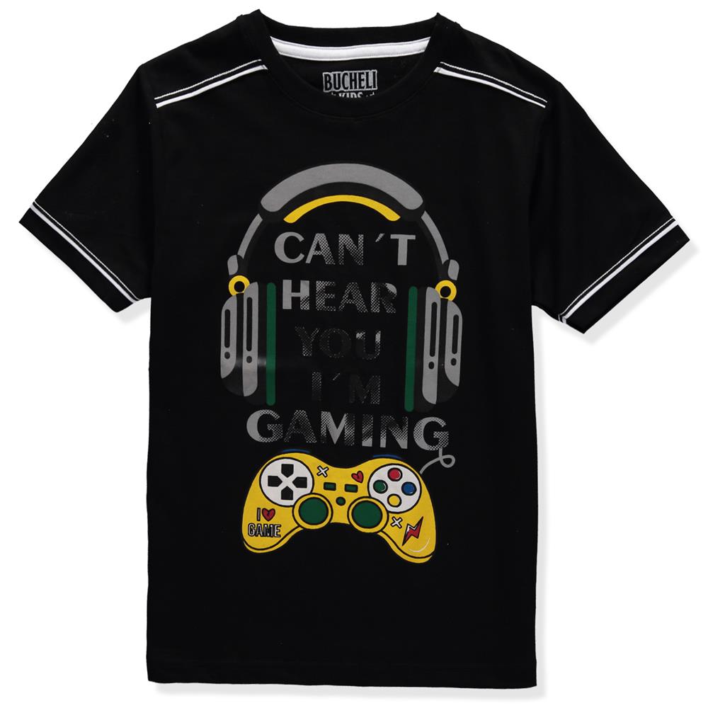 Bucheli Boys 8-20 Short Sleeve Headphone Gaming T-Shirt