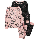 Carters Girls 4-16 4-Piece Stars 100% Snug Fit Cotton Pajamas