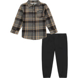 Timberland Boys 2T-4T Plaid Woven Button Down Pant Set