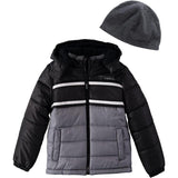 London Fog Boys 4-7 Active Puffer Jacket Winter Coat with Fleece Hat