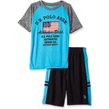 U.S. Polo Assn. Boys 2T-4T Raglan Flag Short Set