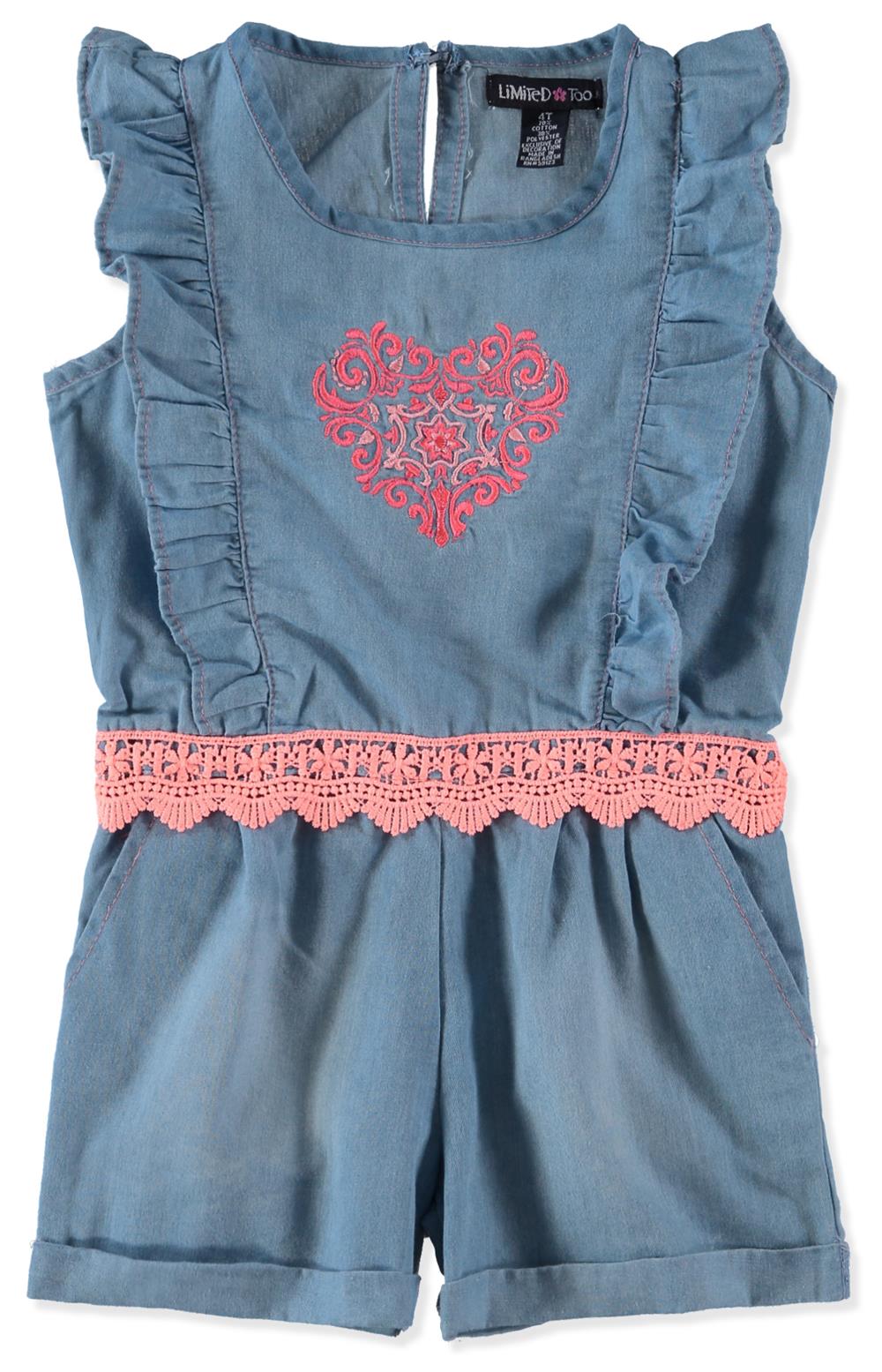 Limited Too Girls 2T-4T Heart Lace Romper