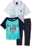 U.S. Polo Association Boys 12-24 Months Stripe 3-Piece Pant Set