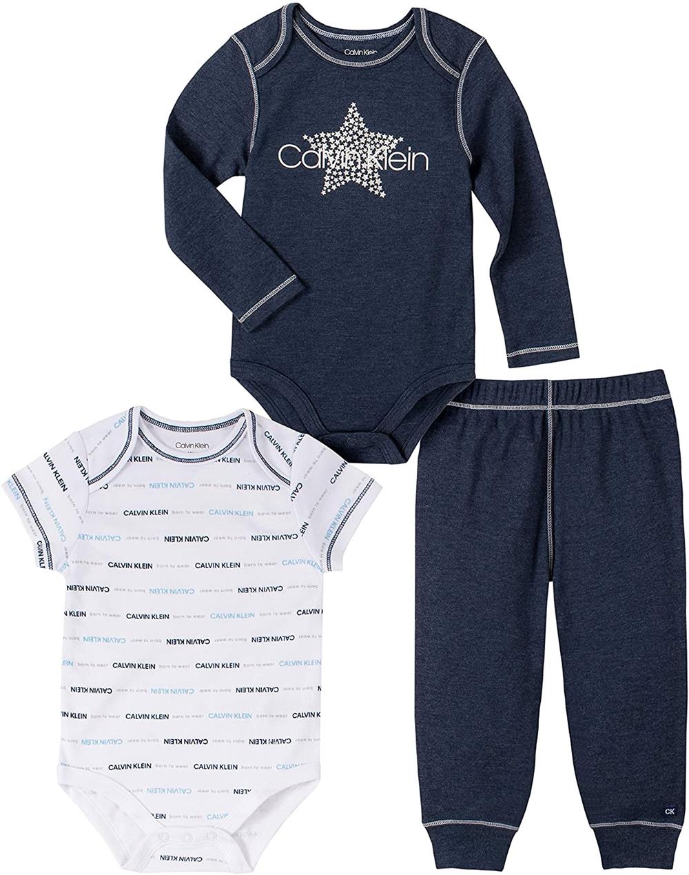 Calvin Klein Boys 0-9 Months Star 3-Piece Bodysuit Pant Set
