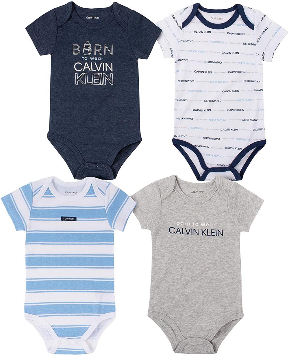 Calvin Klein Boys 0-9 Months 4-Pack Short Sleeve Bodysuit