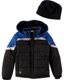 London Fog Boys 8-20 Pieced Colorblock Puffer Jacket with Hat