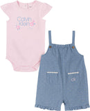 Calvin Klein Girls 12-24 Months Dot Ruffle Shortall Set