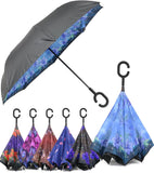 Rain Pro Reverse Folding Inverted Umbrella Windproof UV Protection with C-Shaped Handle