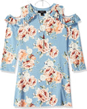 Amy Byer Girls 7-16 Quarter Sleeve Could-Shoulder Dress with Necklace