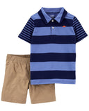 Carters Boys 0-24 Months Stripe Polo Short Set