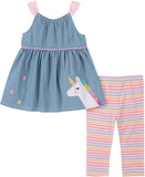 Kids Headquarters Girls 12-24 Months Unicorn Stripe Legging Set