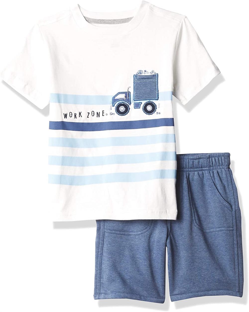 Kids Headquarters Boys 12-24 Months Truck Stripe Short Set