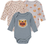 Bon Bebe Boys 0-9 Months 3-Pack Long Sleeve Bodysuits