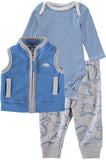 Bon Bebe Boys 0-9 Months 3-Piece Microfleece Bodysuit Pant Set with Vest