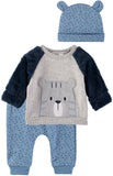 Rene Rofe Baby Boys 0-9 Months Fuzzy Bear 3-Piece Set