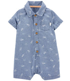 Carters Boys 0-24 Months Chambray Polo Romper
