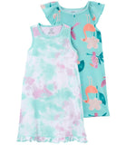 Carters Girls 4-14 2-Pack Birds Nightgowns