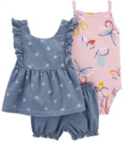 Carters Girls 0-24 Months Butterfly Chambray Short Set